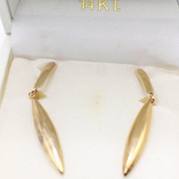 14k GOLD DROP DANGLE EARRINGS - Picture 2 of 3
